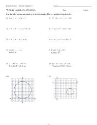 equations of circles worksheet answers
