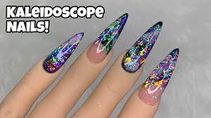 hard gel kaleidoscope nails blingline