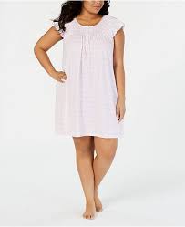 Plus Size Printed Silky Knit Short Nightgown