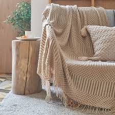 Blankets 3d Knitted Blanket With Tassel
