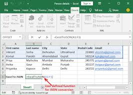 how to convert excel to json javatpoint
