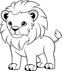 white outline lion coloring book