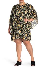 Bobeau Morna 3 4 Length Sleeve Floral Dress Plus Size Nordstrom Rack