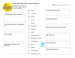 An fbi agent conducts an investigation, a soldier. Starter Kit Executive Branch Civics Worksheet Sumnermuseumdc Org