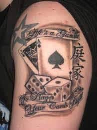 When the spade does have darker symbolism, it will often be paired with a grim reaper, blood, or other dark images. Poker Cards Tattoo Designs