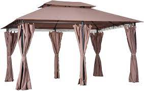 3x6 gazebo with waterproof side panels (651/0745). Amazon Com Outsunny 10 X 13 Steel Outdoor Patio Gazebo Canopy With Tier Level Roof Polyester Curtains 12 Ground Stakes Garden Outdoor