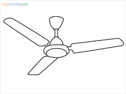 how to draw a ceiling fan step by step