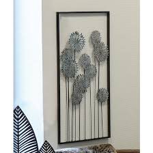 flowers metal wall art in silver with