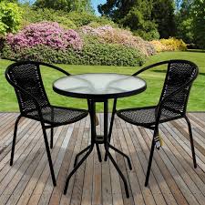 Bistro set of tabke & 2 chairs wooden color manufactured in turkey. Rattan 3 Piece Glass Table Set Cafe Bistro Stacking Chair Garden Outdoor Black 5055493812185 Ebay