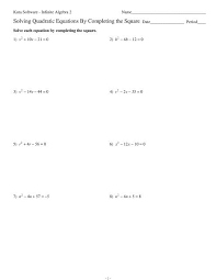 Quadratic Equations By Completing The