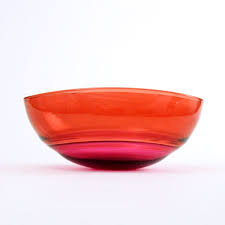 Red Glass Bowl Antique Rose Peach