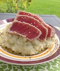 sesame seared tuna and wasabi mashed