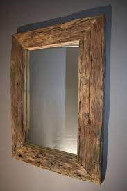 rustic weathered oak frame mirror