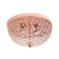 Elegant Designs 2 Light Rose Gold Elipse Crystal Flush Mount Ceiling Light Fm1000 Rgd The Home Depot