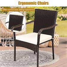 costway cushioned wicker outdoor dining
