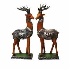 Polyresin Deer Figure Showpiece Set Of