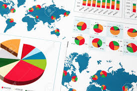Charts, Graphs And Diagrams Reports With World Maps Stock Photo, Picture  And Royalty Free Image. Image 58602562.