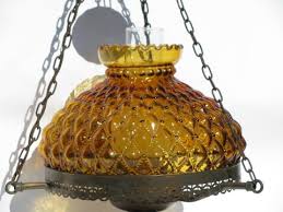 vintage amber glass hanging lamp