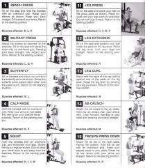 Golds Gym Xrs 50 Exercise Chart Gym Workouts At Home Gym