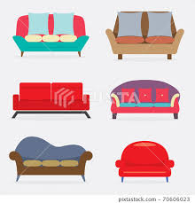 flat design vintage colorful sofa set