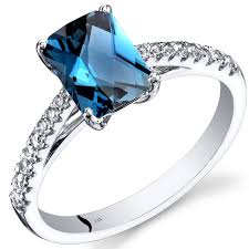 14k White Gold London Blue Topaz Ring Radiant Cut 1 75 Carats Sizes 5 To 9