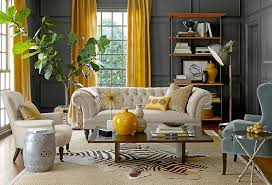 yellow and grey dining room decor