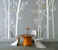 Leafy Trees White Wall Sticker By