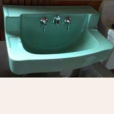 Biscuit kohler® archer® vitreous china undermount bathroom sink. 1951 Vintage Briggs Green China Lavatory Sink Dea Bathroom Machineries