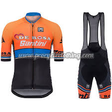 2017 Team De Rosa Santini Pro Riding Clothing Cycle Jersey And Bib Shorts Orange Blue Black