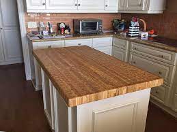 larch wood countertop kitchen island