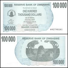 zimbabwe 100 000 dollars bearer cheque