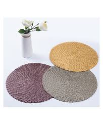 Round Woven Placemat Simple Solid Color Non Slip Table Mat Tableware Accessories