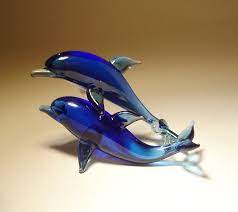 Glass Two Dolphin Figurine