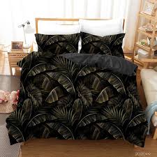 3d Tropical Plant Leaves Quilt Cover