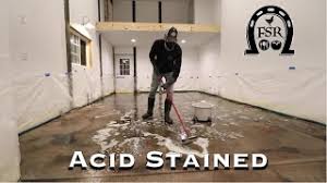 acid staining the concrete floor of the
