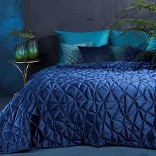 large velvet blue bedspread queen size