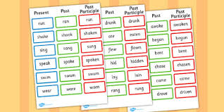 Present Past Past Participle Verbs Reference Sheet Present