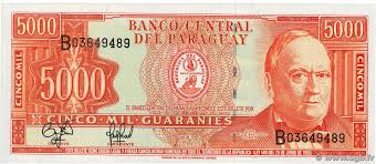 The most beautiful towns in paraguay . 5000 Guaranies Paraguay 1997 P 215 B01 1932 Banknoten