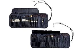 brush set with a leather case