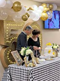 Hold the party at your house, if it is large enough, and tell the anniversary couple that you would like to have them over for a special dinner. 50th Wedding Anniversary Party Ideas 50th Anniversary Party 50th Wedding Anniversary Decorations 50th Wedding Anniversary Party