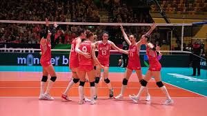 Volleyball is played by two teams on a 18m x 9m court divided by a net (2.43m high for men, 2.24m for women). Volleyball Turkish Women Qualify For 2020 Olympics