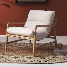 Stanton Suede Sling Natural Wood Chair
