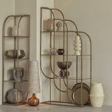 Intense Antique Brass And Glass Shelf