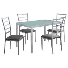 Get the best deals on glass modern dining tables. Monarch Specialties Dining Set 5 Pieces Set Silver Frosted Tempered Glass The Home Depot Canada