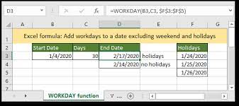 excel formula add business days to date