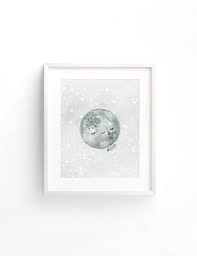 gray moon wall art outer space wall