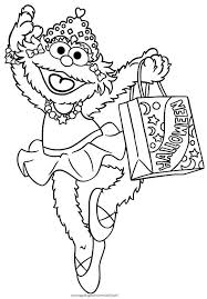 App store / google play Zoe And Bag Full Of Candy In Sesame Street Halloween Coloring Page Color Luna