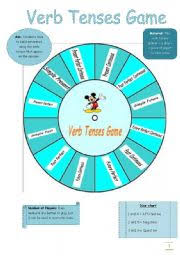 verb tenses game esl worksheet by