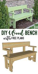 Use the inch tape to measure the lumber and mark following sizes using a pencil. Diy Wood Bench With Back Plans Her Tool Belt Wood Bench Outdoor Outdoor Woodworking Plans Diy Wood Bench