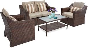 Find new outdoor furniture cushions for your home at joss & main. Amazon Com Suncrown 4 Piece Outdoor Patio Furniture Conversation Set Rattan Wicker Chairs With Glass Top Table All Weather And Thick Cushion Covers Brown Garden Outdoor